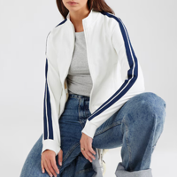 Veste courte surdimensionnée pour femme avec poches latérales contrastées et rayures, design personnalisé en gros