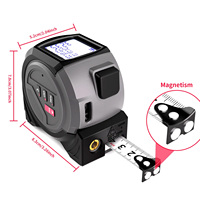 Mètre à ruban laser numérique de qualité industrielle avec niveau 3-en-1, haute précision 2,0 mm, portée jusqu'à 40 m, noir