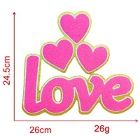 Patch brodé en forme de cœur de grande taille pour la Saint-Valentin, lettres en chenille, motifs floraux, patchs d'amour pour vêtements ou sacs