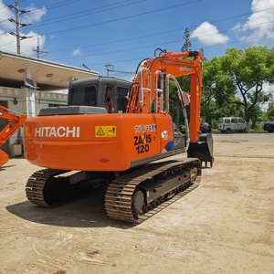 Excavatrice sur chenilles Hitachi ZX120 Orange, pelle hydraulique, équipement de construction - Product Image 3
