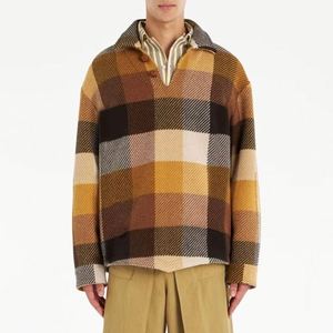 Logo personnalisé décontracté pull en tricot à carreaux pour hommes à manches longues col en V pull en cachemire pull pour hommes - Product Image 1