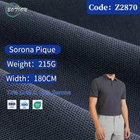 Tejido de punto piqué de algodón peinado Sorona 32S 215 g/m², refrescante, antibacteriano, ecológico, resistente a las arrugas, teñido, de peso medio.