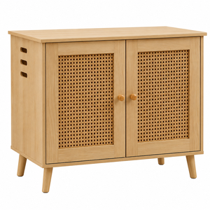 Modern Wooden Rattan Cat <strong>Litter</strong> <strong>Box</strong> Enclosure Cabinet | Hidden Cat Washroom <strong>Furniture</strong> for Living Room - Product Image 6