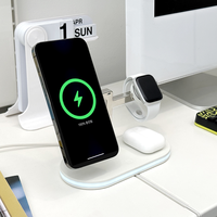 Chargeur sans fil magnétique 5 en 1 avec lampe LED, station de charge rapide sans fil 15W pour iPhone 12/13/14/15/16/17 Series