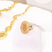 Ensemble de bijoux en gros, boucles d'oreilles, collier, bague, bracelet, quatre pièces, plaqué or 18 carats, nouveaux ensembles de bijoux pour femmes