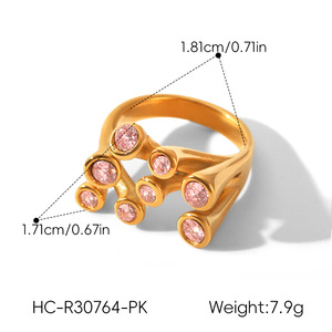 Anillo Personalizado al por Mayor, de Acero Inoxidable 316L, Chapado en Oro de 14k y 18k, con Zirconia en Forma de Corazón, para Mujer - Product Image 5