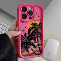 Prix de gros, images personnalisées, logo, nouveau coque de téléphone souple en TPU avec motif de palmiers au coucher du soleil pour iPhone 16 15 14 13 12 11 Pro Max Plus