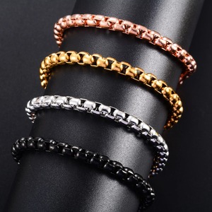 Bracelet chaîne carrée classique en acier inoxydable pour femmes et hommes, chaîne de cheville, bracelet de poignet, bijoux en métal - Product Image 2