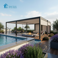 Pergola et tonnelle combinées Sweet Home, en aluminium, motorisées, avec toit rétractable à lames orientables et éclairage LED, imperméables, pour patio et jardin