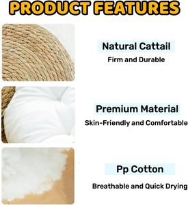 Nido di paglia naturale tessuto fatto a mano casa per animali domestici inverno caldo letto per gatti Scratching Board nido di cane con cuscino morbido - Product Image 6