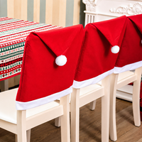 Housse de chaise de Noël en velours rouge, housse de dossier de chaise de salle à manger festive, décoration de fête de Noël, protection de chaise pour la maison