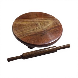Ensemble Chakla Belan en bois au design antique, qualité supérieure, rouleau à pâtisserie et planche de forme ronde pour accessoires de cuisine - Product Image 1
