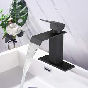 Grifo de baño DB contemporáneo de un solo mango con caño de cascada, grifo de lavabo de tocador pulido para soporte de piso de apartamento - Product Image 5