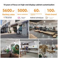 Vitrine d'exposition LED multi-niveaux pour magasin de beauté, personnalisable, blanche/noire, murale, robuste, écologique, avec revêtement en poudre