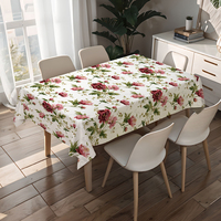 Nappe Rectangulaire Vinyle Thermorésistante RNPT à Fleurs Rouges – Nappe Imperméable Durable pour Intérieur et Fêtes
