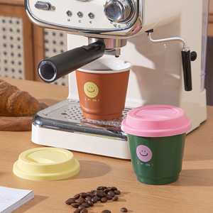 Portable Coffee to Go Mug <b>Reusable</b> Mini Tumbler <b>Cups</b> Ceramic Travel Mug with Lid - Product Image 4