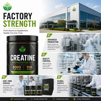 Créatine monohydrate micronisée pure en poudre, 5000 mg par portion, 100 portions, complément post-entraînement pour la force musculaire et l'endurance, 500 g