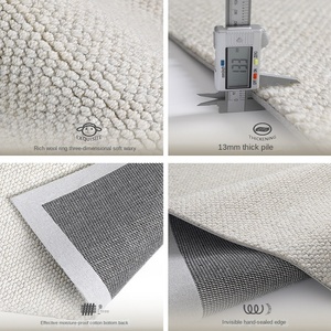 <span class=keywords><strong>Tappeto</strong></span> di lana Eco Friendly tessuto a mano per salotto tavolino da salotto colore solido luce di lusso minimalista bianco Premium - Product Image 4