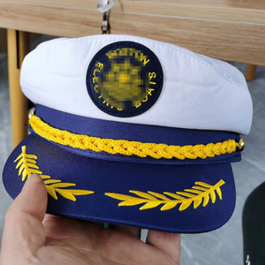 Moda <span class=keywords><strong>cappello</strong></span> da Yacht bianco spesso di alta qualità all'ingrosso marinaio elastico LOGO personalizzato <span class=keywords><strong>cappello</strong></span> <span class=keywords><strong>capitano</strong></span> - Product Image 4