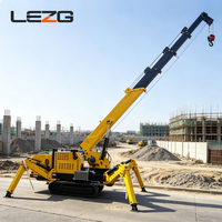 Mini-grue araignée à flèche longue portée 3 tonnes 6 tonnes, système hydraulique à installation rapide pour le levage de matériaux de construction