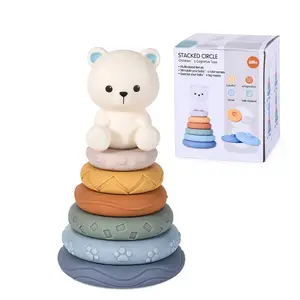 Bé Mềm Đồ Chơi Cảm Giác Silicone Koala Âm Nhạc 3D Cao Su Bé Nhai Bóp Xếp Chồng Khối Đồ Chơi Giáo Dục