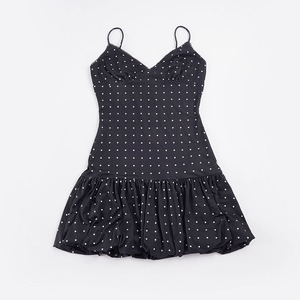 Vestido Mini Casual Básico con Estampado de Puntos, Cuello en V, Espalda Descubierta, Cintura Ajustada y Dobladillo con Volantes, Estilo Juvenil y Sexy para Chicas - Product Image 6