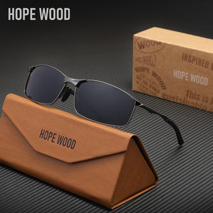 نظارات شمسية مستطيلة كلاسيكية فاخرة للرجال من خشب الأمل مربعة من سبائك زرقاء UV400 بتصميم عصري نظارات ركوب - Product Image 3