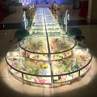 Piste de danse LED transparente moderne pour décoration de mariage, plateforme carrée pour scène de mariage