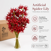 3 Têtes de Lys Araignée Rouge Artificiel (Lycoris Radiata) en Gros pour Mariage, Maison, Hôtel, Jardin, Décoration Florale