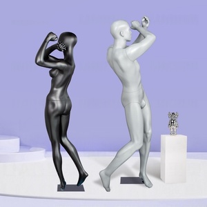 Maniquí <span class=keywords><strong>de</strong></span> Exhibición <span class=keywords><strong>Usado</strong></span> para Golf, Deportes, Ropa, Masculino y Femenino, Negro y Gris, <span class=keywords><strong>Fibra</strong></span> <span class=keywords><strong>de</strong></span> <span class=keywords><strong>Vidrio</strong></span>, Cuerpo Completo, para Tiendas <span class=keywords><strong>de</strong></span> Ropa en EE. UU. y Europa - Product Image 4