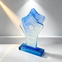 Trophée en cristal à dégradé de couleurs, trophée en cristal étoile gravé au laser personnalisé pour souvenir d'entreprise