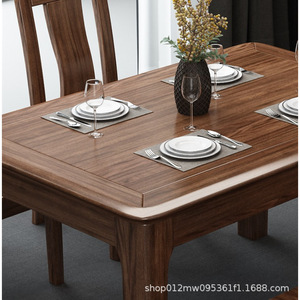Juego de mesa y sillas de comedor de madera maciza rectangular de nogal, 6 piezas, juego de comedor duradero - Product Image 5