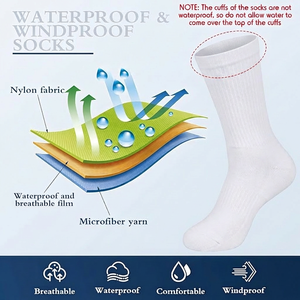 Chaussettes de Wudu blanches 100 % imperméables à membrane 3 couches pour la prière islamique, équipement technique moderne de randonnée en extérieur (type Khuffayn) - Product Image 6