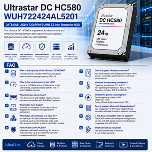 Disco Duro Empresarial Wes Tern Digital Ultrastar DC HC580 WUH722424AL5201 de 24 TB SAS 12 Gb/s 7200 RPM 512 MB 3.5 Pulgadas - Product Image 1