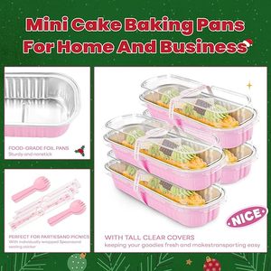 Confezione da 50 Mini Teglie con Coperchi e Cucchiai, Teglie Rettangolari in Alluminio per Pane, Mini Stampi per Panini e Contenitori per Alimenti con Coperchi - Product Image 4