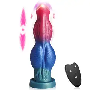 10 pollici cavallo animale alieno Dildo anale Plug telecomando di spinta vibrante cattivo drago mostro enorme grande nodo Dildo donne