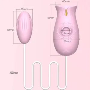 2 in 1 uovo portatile del vibratore di genitalità del fiore telecomandato per leccata di lingua anale del clitoride del capezzolo