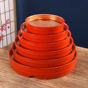 Nouveau seau à sushi rouge et doré de style chinois à double épée, plateau de sashimi à glace sèche pour la cuisine japonaise et coréenne, et hot pot. - Product Image 4