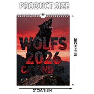 <span class=keywords><strong>Calendrier</strong></span> mural personnalisé Loup 2026 en carton de haute qualité, décoration personnalisée pour la maison et le bureau, calendriers spirales animaux 2027 - Product Image 3
