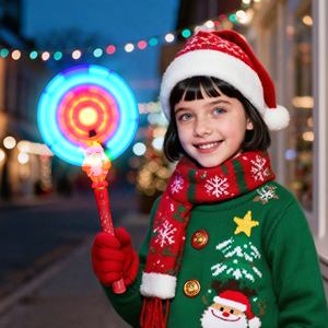 새로운 크리스마스 발광 스틱 장난감 스피너 완드 음악 장난감 LED 플래싱 풍차 장난감 회전 완드 어린이용 라이트 - Product Image 4