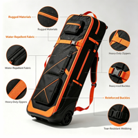 Sac de voyage pour snowboard en nylon imperméable avec roulettes arrière, fond renforcé, design rembourré, capacité 50-70L, protection