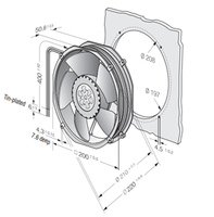Ventilateur d'évacuation à grand volume d'air 200x200x51mm 24V/48V avec moteur CC sans balais et double roulement à billes, ventilateur de refroidissement industriel OEM/ODM