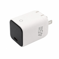 Chargeur rapide GaN 45W USB-C PD QC avec affichage LED intelligent, prise pliable US EU UK, logo personnalisé OEM