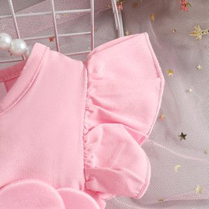 Vestito Estivo Floreale per <span class=keywords><strong>Neonata</strong></span> con Maniche a Farfalla, Rosa e Bianco - Product Image 6