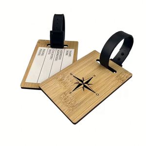 Bamboo Wood Luggage Tag with a Removable Address Label Promotional <b>Gifts</b> Eco-friendly Customized Laser Printing Luggage Tag - Product Image 1