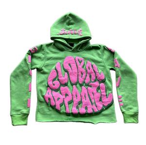 Produttore all'ingrosso all'ingrosso all'ingrosso personalizzato stampa a sbuffo da uomo <span class=keywords><strong>felpa</strong></span> corta con cappuccio senza stringhe da tasca taglio <span class=keywords><strong>bordo</strong></span> grezzo solido - Product Image 1