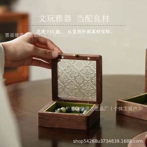 Black Walnut Wood Jewelry <b>Box</b> Square Magnetic Closure With Lining For Home Storage Collectibles <b>Vintage</b> Style - Product Image 5