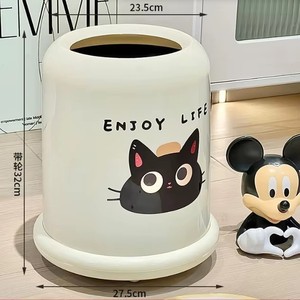 2025 New <b>Large</b> Pp Household Trash <b>Bin</b> Light Luxury High Beauty Cream Style for Living Room Bedroom Kitchen Custom Logo - Product Image 3