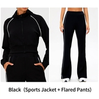 Setelan Olahraga Wanita Ukuran Besar 2026, Jaket Sport Resleting, Celana Pinggang Tinggi Tali Serut, Pakaian Aktif 5 Potong, Set Sweatshirt untuk Gym
