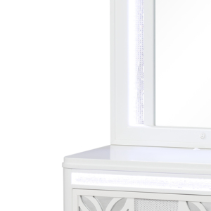 Modern Style Nightstand With <b>Mirror</b> Top White <b>LED</b> Lighted Wood Frame Includes <b>Mirror</b> And Nightstand - Product Image 6